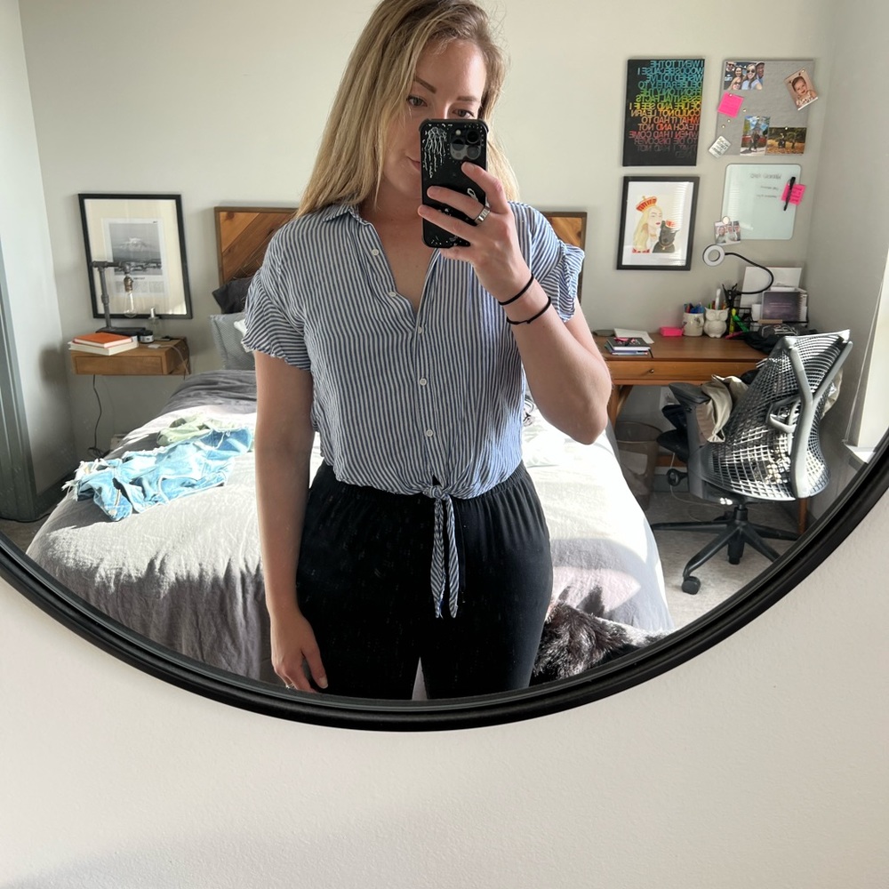 Mossimo blue and white striped blouse